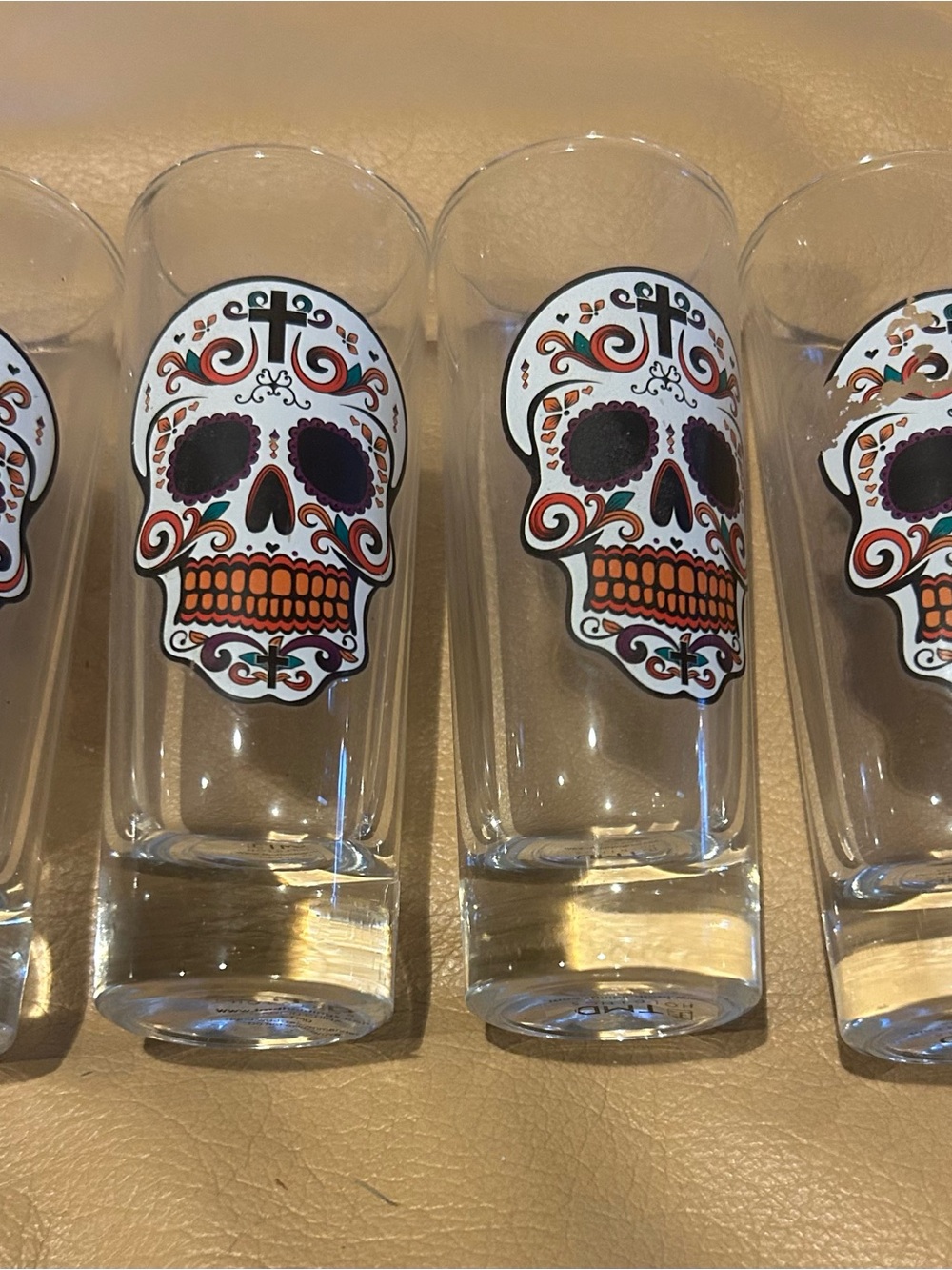 Day of the Dead Sugar Skull Tall shooters Shot Glasses. New in box.